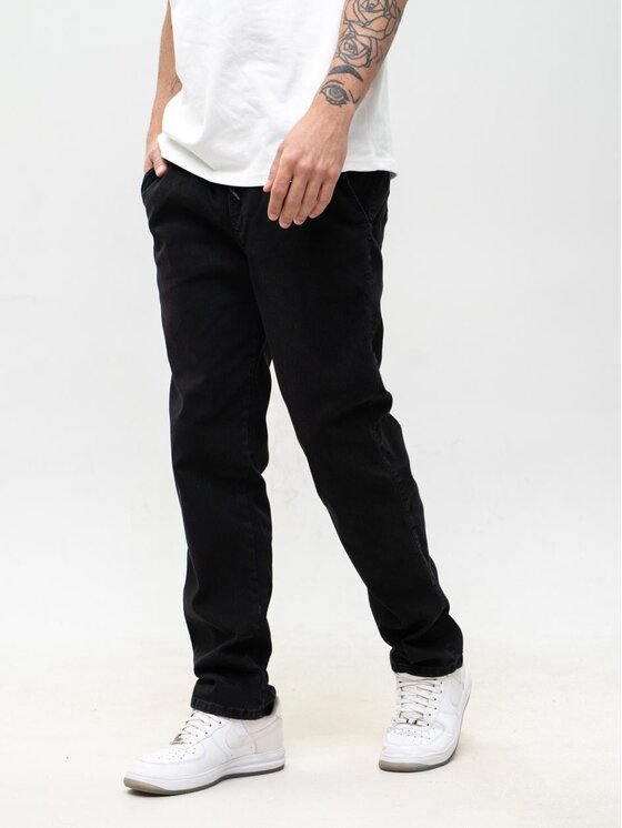Jigga Wear Jigga Wear Jeansy Proste Klasyczne na gumce 131182 Czarny Regular Fit