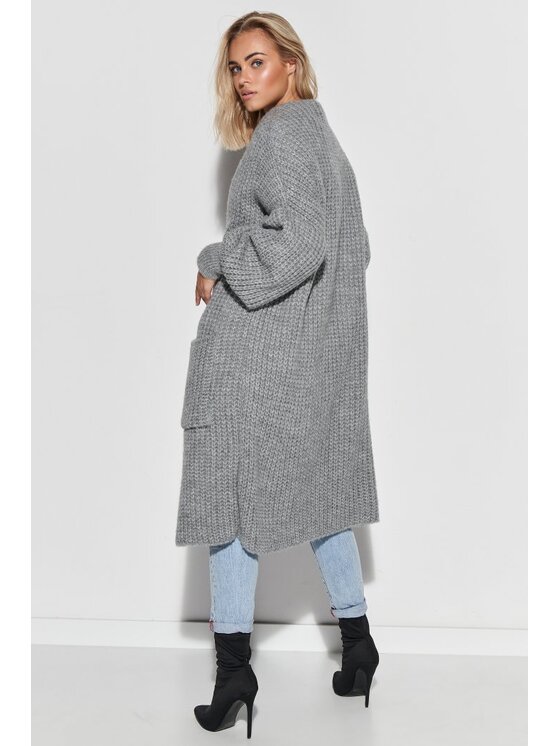 Makadamia Makadamia Kardigan S101 Szary Oversize
