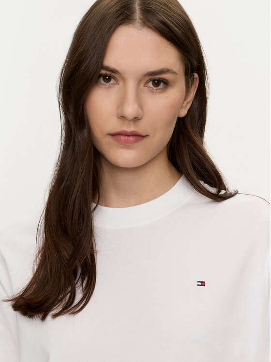 Tommy Hilfiger Tommy Hilfiger T-shirt Modern Flag WW0WW43597 Bijela Relaxed Fit