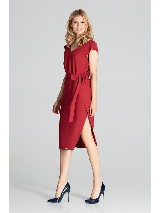 FIGL FIGL Sukienka M674 Bordowy Regular Fit