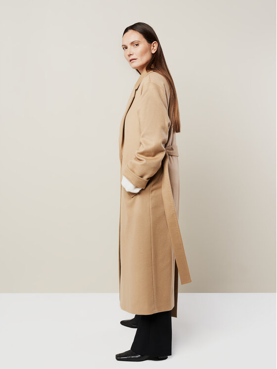 BEIGE BEIGE Płaszcz wełniany TOKYO Beżowy Oversize
