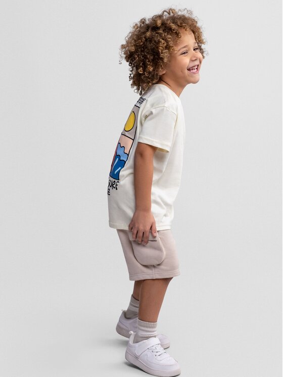 minoti minoti Komplet t-shirt i szorty sportowe 29SET210 Biały Regular Fit