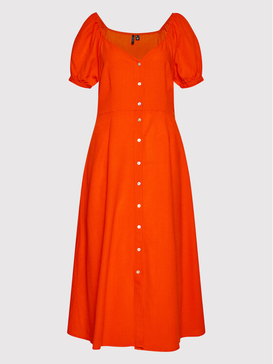 Vero Moda Vero Moda Sukienka koszulowa Jesmilo 10260300 Pomarańczowy Regular Fit
