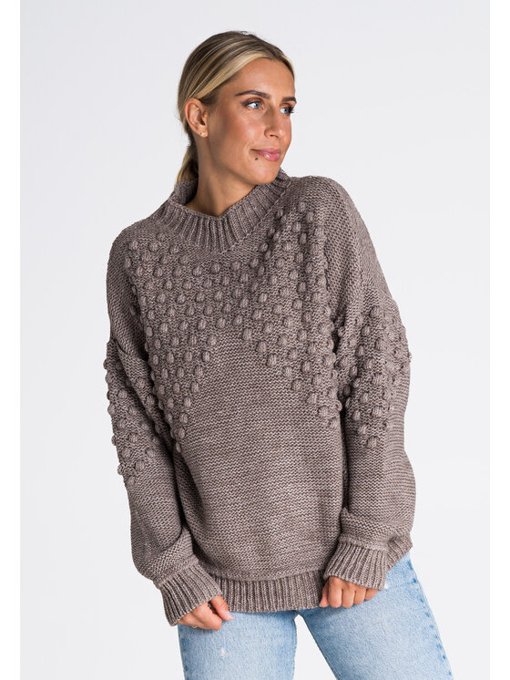 Sweter FIGL, Brązowy, M982