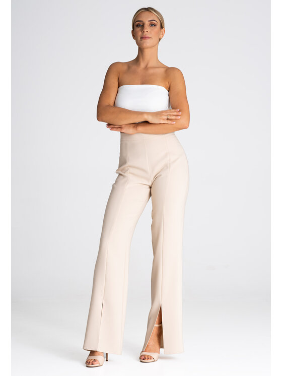 FIGL FIGLFIGL Pantaloni da donna M955 Beige Regular Fit