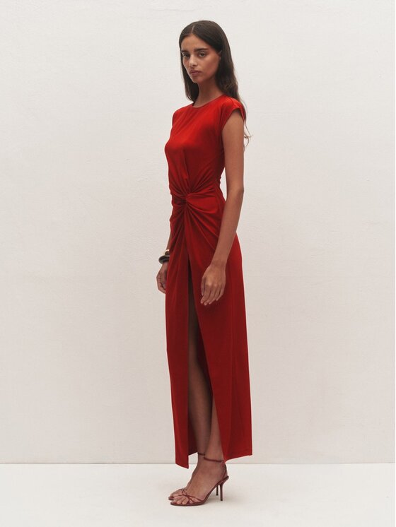 Le Collet Le Collet Sukienka dzianinowa SELYNE Czerwony Slim Fit