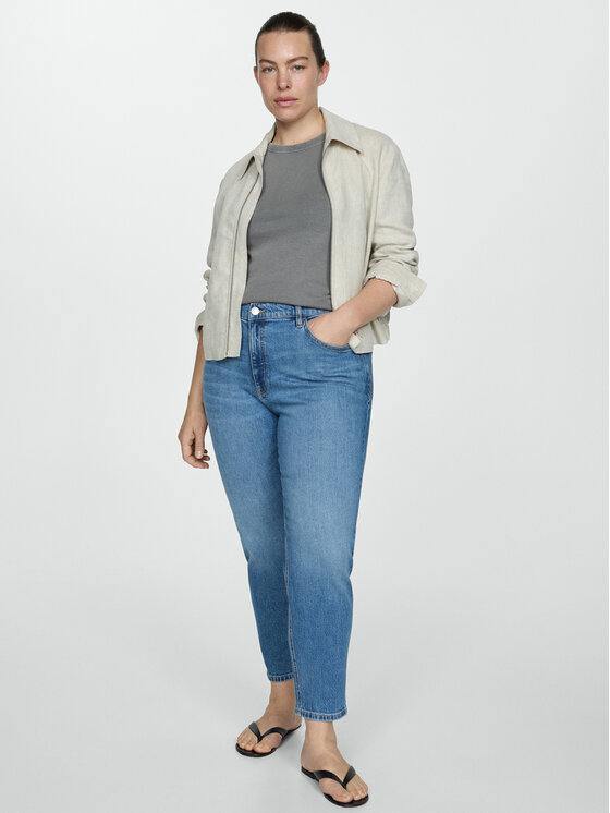 Mango Jeansy Newmom 77090601 Niebieski Mom Fit | Modivo.pl