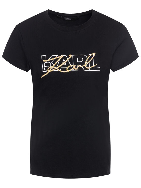 KARL LAGERFELD KARL LAGERFELD T-Shirt Double Logo 96KW1709 Černá Regular Fit