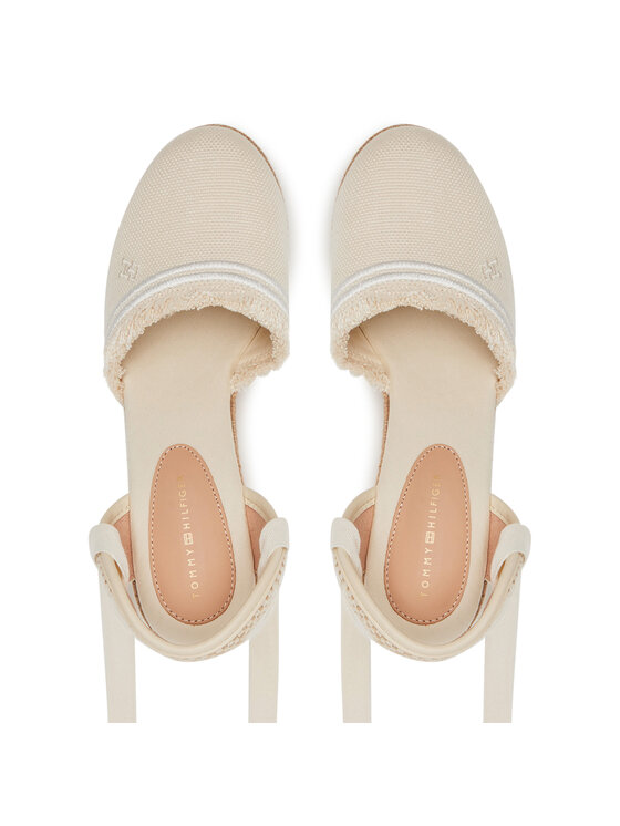 Tommy Hilfiger Tommy Hilfiger Espadrillas Fringe Canvas High Wedge FW0FW08878 Écru
