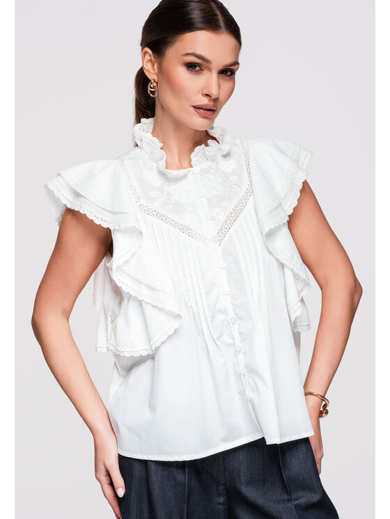 Ombre Ombre Koszula OW-SH-E0004 Biały Loose Fit