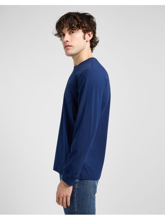 Lee Lee T-Shirt LS POCKET TEE Niebieski Regular Fit