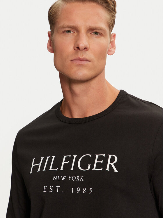 Tommy Hilfiger Tommy Hilfiger Majica dugih rukava MW0MW36502 Crna Regular Fit