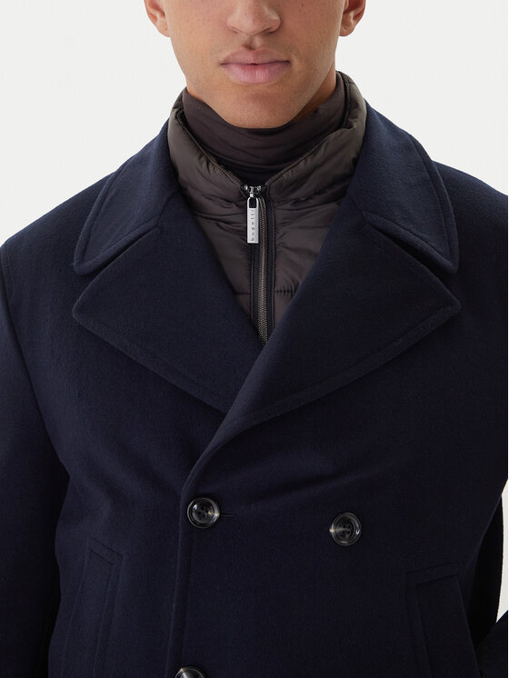 Bugatti Bugatti Вълнено палто 874228-81063 Тъмносин Regular Fit