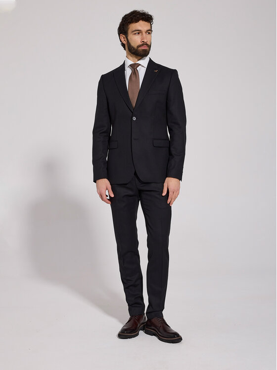 VILLARO VILLARO Garnitur GAR230VIM Czarny Slim Fit