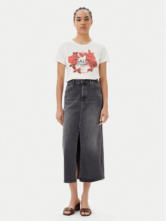 Gaudi Gaudi Tricou 511FD64014 Écru Regular Fit