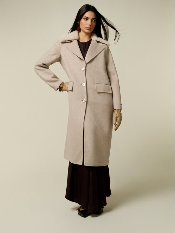 Oltre Oltre Cappotto invernale 8019R001317N013 Crema Regular Fit
