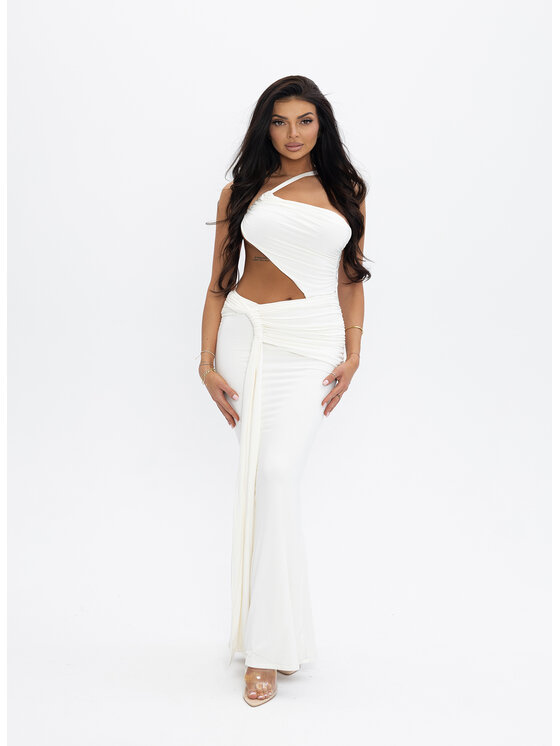 Love Saints Love Saints Sukienka dzianinowa L26LF-SU-K06 Biały Slim Fit