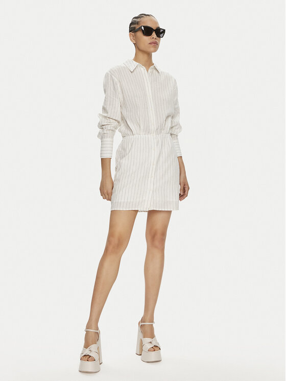 Gina Tricot Gina Tricot Sukienka koszulowa 22008 Biały Regular Fit