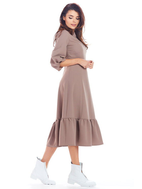 Awama Awama Každodenní šaty A345 Hnědá Basic Fit