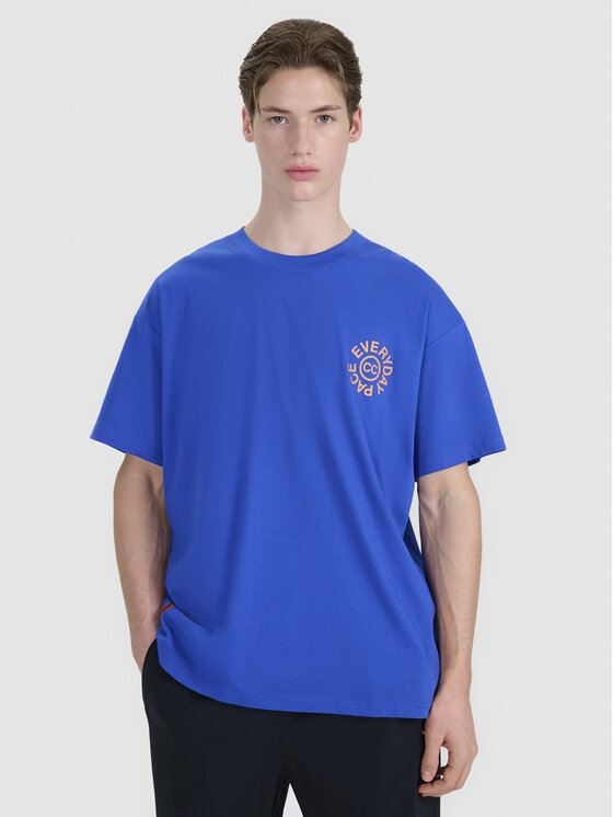 4F 4F T-Shirt A NEW ROAD AHEAD Niebieski Oversize