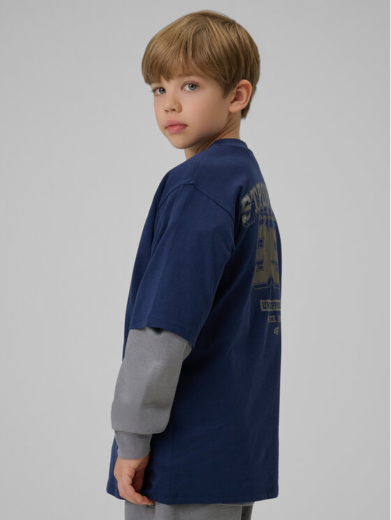 4F 4F T-Shirt CAMPUS VIBES Granatowy Loose Fit