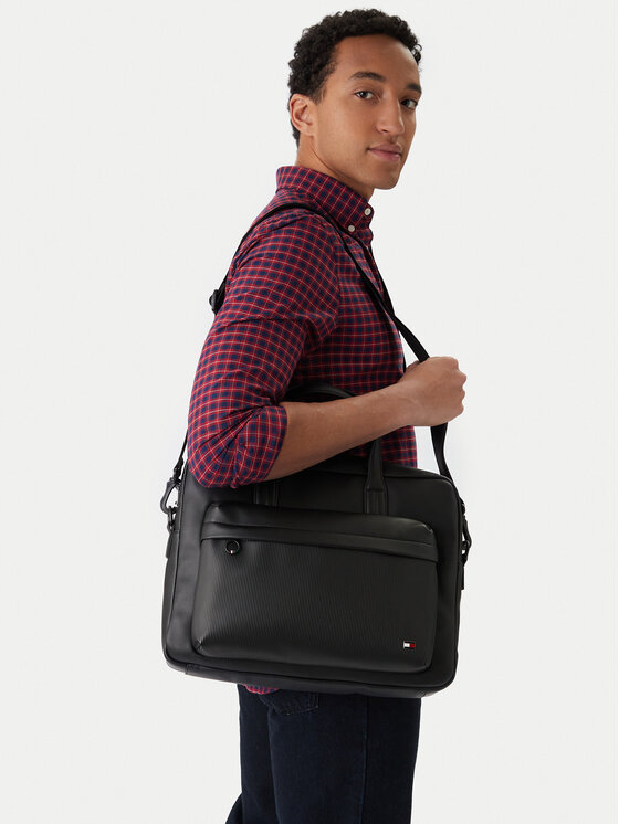 Tommy Hilfiger Geantă pentru laptop Th Flag Computer Bag AM0AM13989 Negru