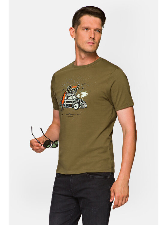 Lancerto Lancerto T-Shirt Arlo TS073221000020 Khaki Regular Fit