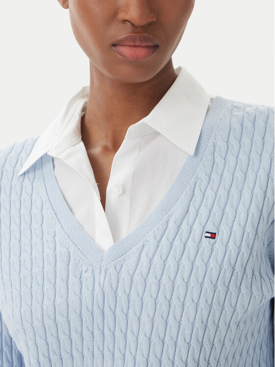 Tommy Hilfiger Tommy Hilfiger Pulover WW0WW44987 Albastru deschis Regular Fit