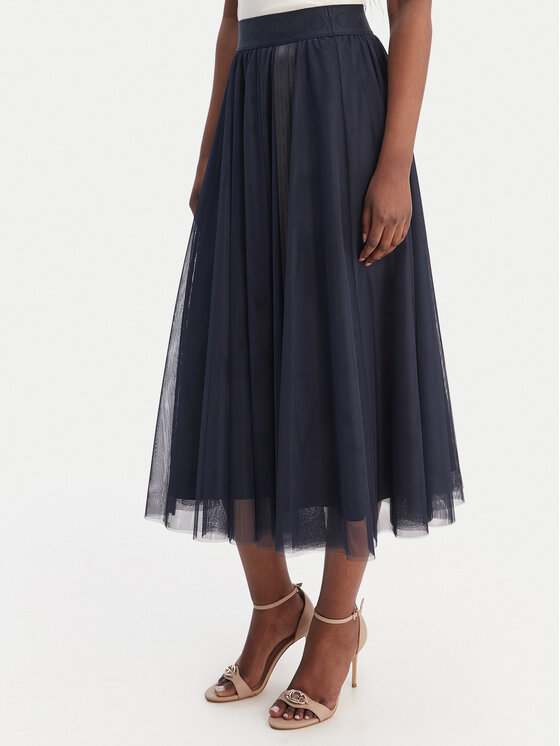 JOOP! JOOP! tylová sukňa Fridi-N 10012868 Tmavomodrá Regular Fit