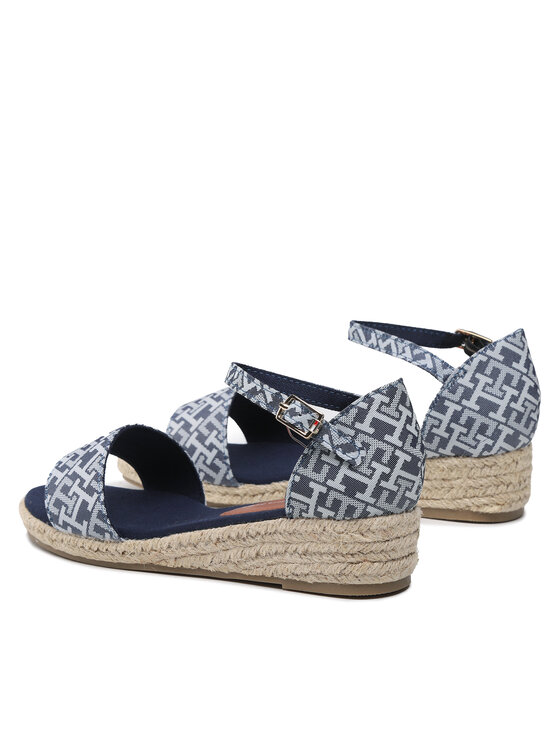 Tommy Hilfiger Tommy Hilfiger Espadrile Rope Wedge Sandal Denim T3A7-32776-0048 S Albastru celest