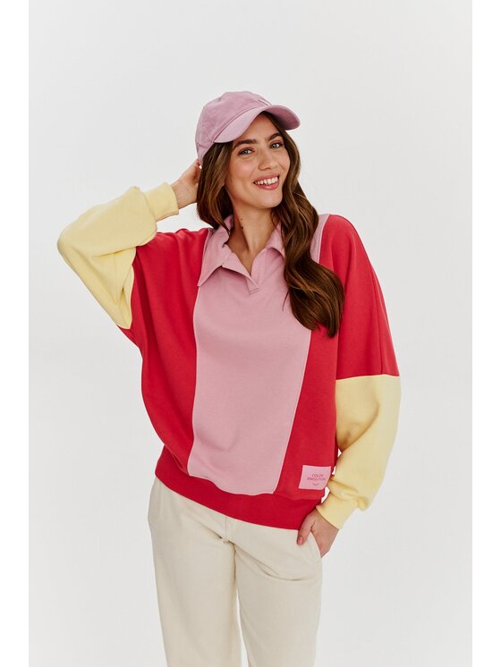 NAOKO NAOKO Mikina City Sunset Červená Regular Fit