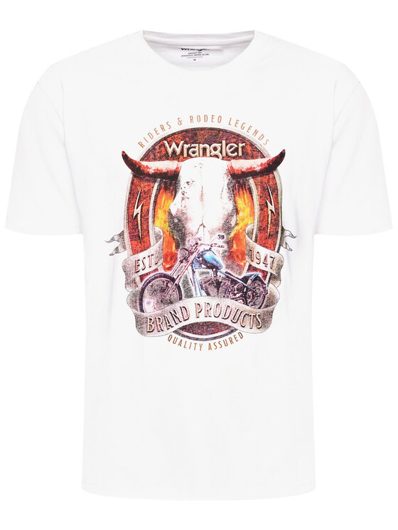 Wrangler Wrangler T-Shirt Bull W7ADGFXW1 Biały Vintage Fit