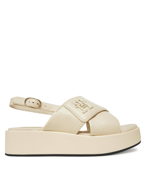 Tommy Hilfiger Tommy Hilfiger Sandále Th Logo Hw Padded Leather Sandal FW0FW08808 Béžová