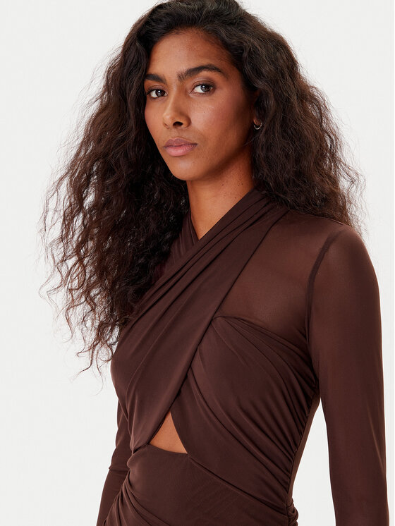 Bardot Bardot Večerna obleka Veria 59987DB Rjava Regular Fit
