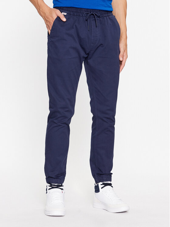 Tommy Jeans Pantaloni din material Scanton DM0DM17679 Bleumarin Slim Fit