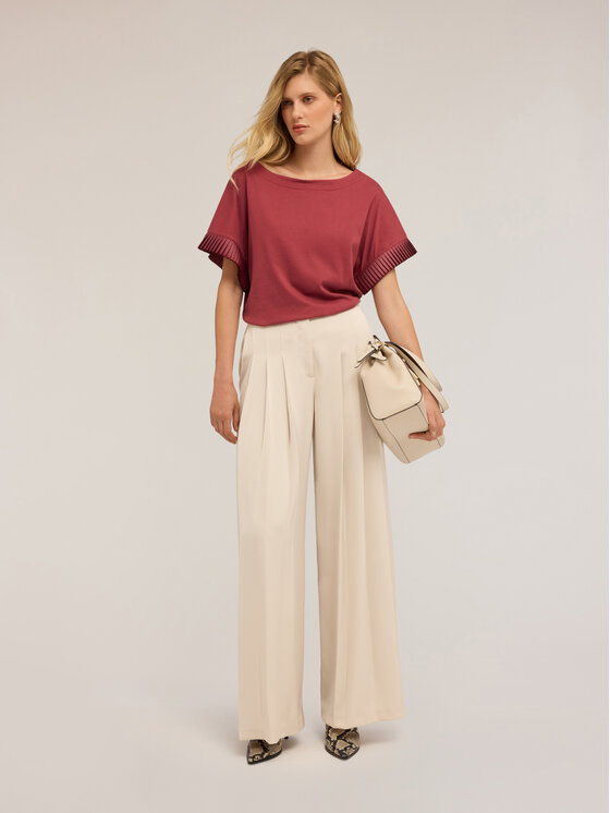 Motivi Motivi T-shirt G378W003430N016 Bordeaux Boxy Fit