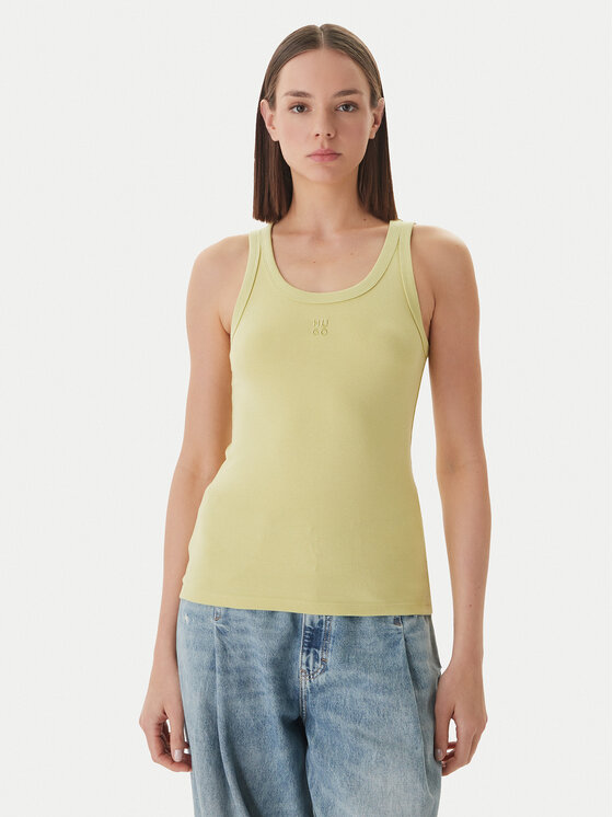 HUGO Top Datamia 50514489 Verde deschis Slim Fit