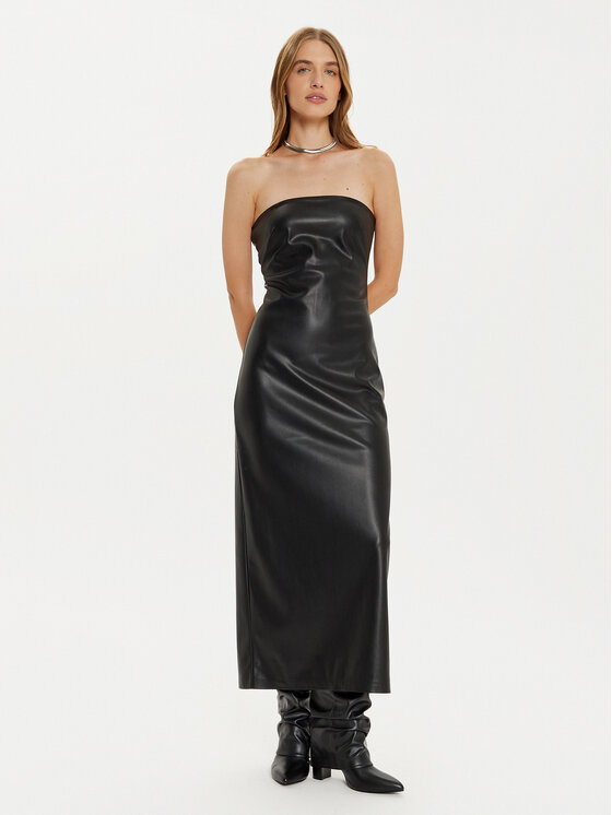ONLY ONLY Šaty z imitace kůže Esther 15334722 Černá Slim Fit