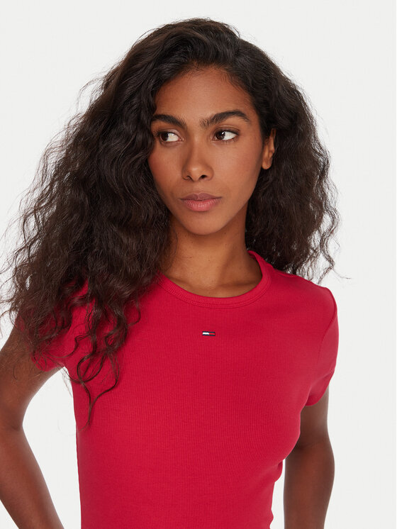 Tommy Jeans Tommy Jeans T-Shirt Essential DW0DW17383 Rosa Slim Fit