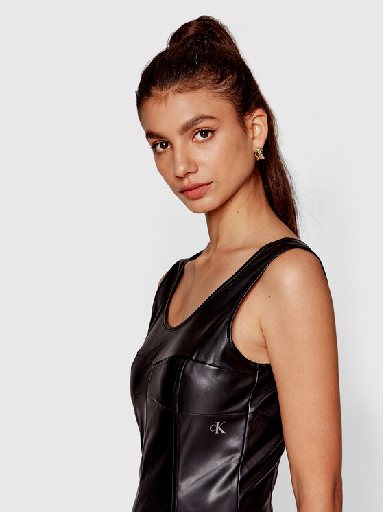 Calvin Klein Jeans Calvin Klein Jeans Dirbtinės odos suknelė J20J218956 Juoda Regular Fit
