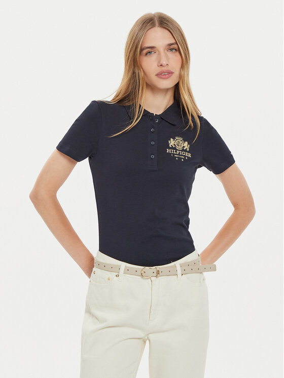 Tommy Hilfiger Tommy Hilfiger Polo särk WW0WW43609 Tumesinine Slim Fit