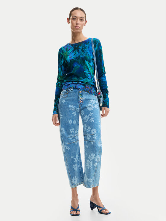 Desigual Desigual Sweter Suecia 26SWJF36 Niebieski Regular Fit
