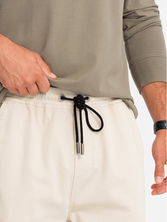 Ombre Ombre Joggers kalhoty OM-PAJO-0199 Béžová Regular Fit