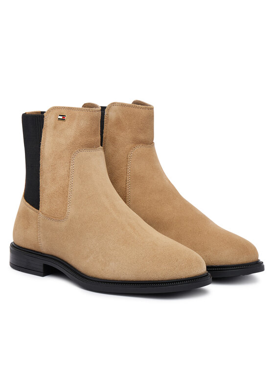 Tommy Hilfiger Tommy Hilfiger Poolsaapad Enamel Flag Suede Ankle Chelsea FW0FW09575 Beež