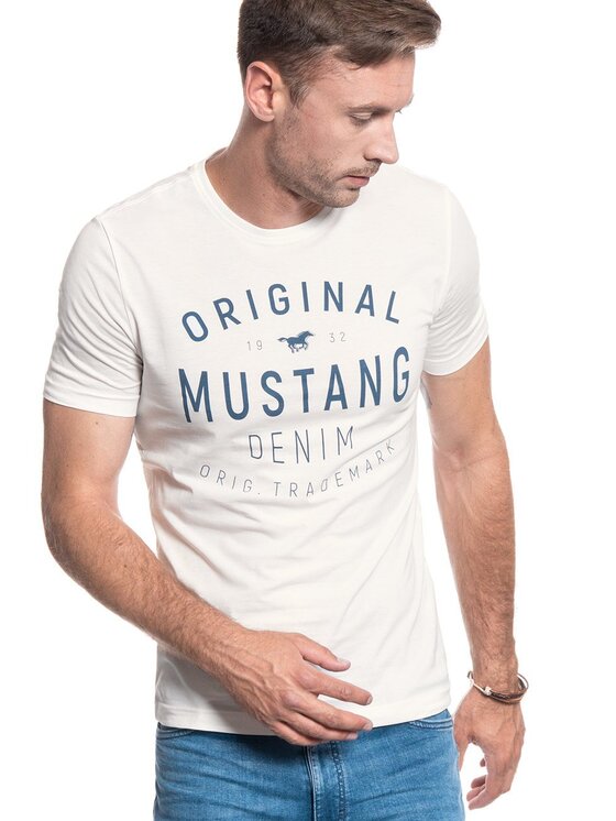 Mustang Mustang T-Shirt Alex C Print Beżowy Regular Fit