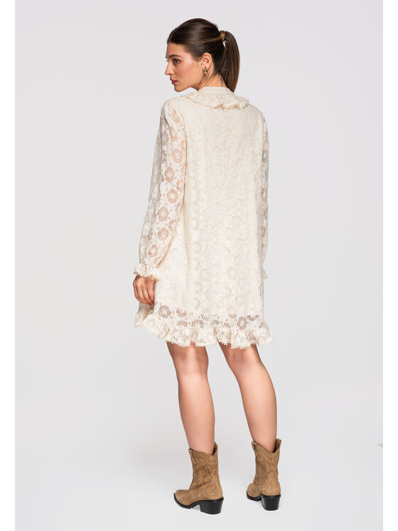 Ombre Ombre Sukienka wieczorowa LA-OM-DLR299 Kremowy Loose Fit