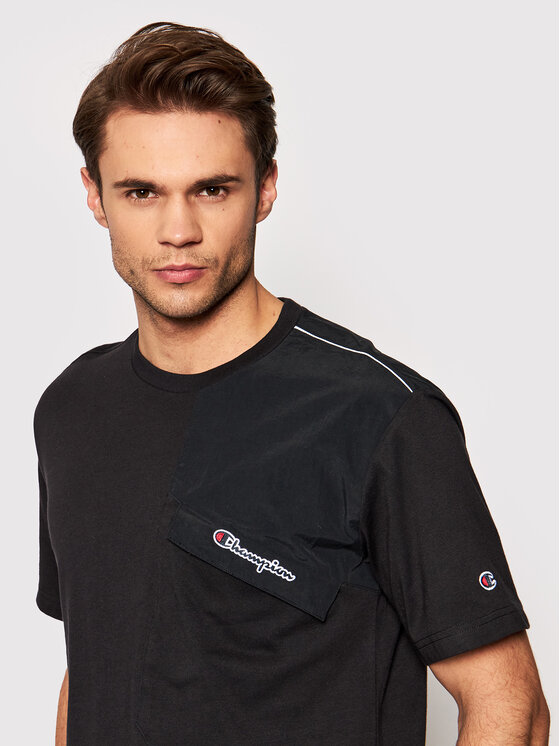 T-shirt Patchwork 216558 Nero Regular Fit