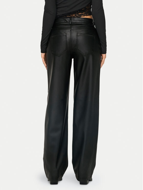 ONLY ONLY Dirbtinės odos kelnės Kiri 15324777 Juoda Straight Fit