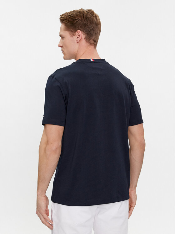Tommy Hilfiger Tommy Hilfiger T-Shirt Script Logo Tee MW0MW33691 Granatowy Regular Fit