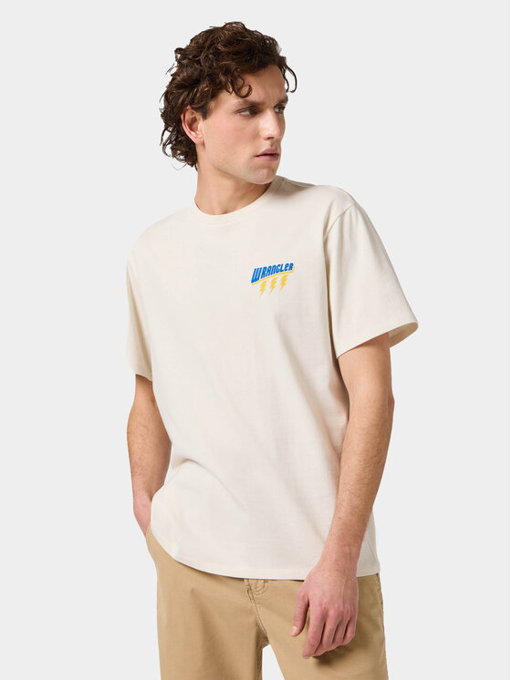 Wrangler Wrangler T-Shirt SMALL GRAPHIC TEE Beżowy Regular Fit